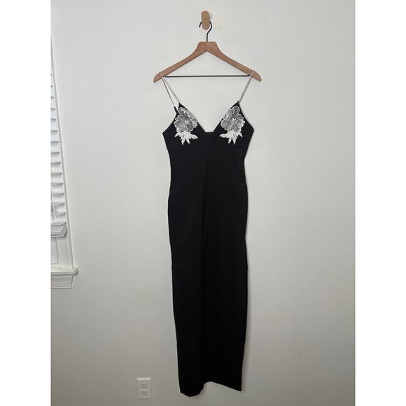 NWT JW Pei Ayliua Black Rhinestone Maxi Dress - Picture 2 of 14